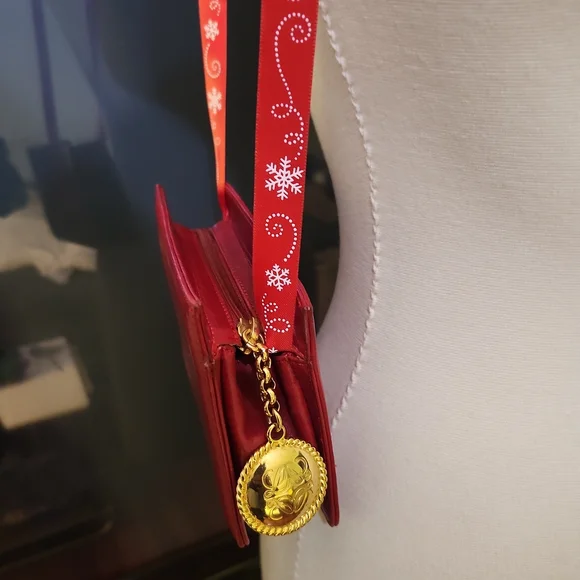 Loewe Red Leather Mini Clutch w/Gold Logo Branded Zipper Pull Charm Clutches & Wristlets